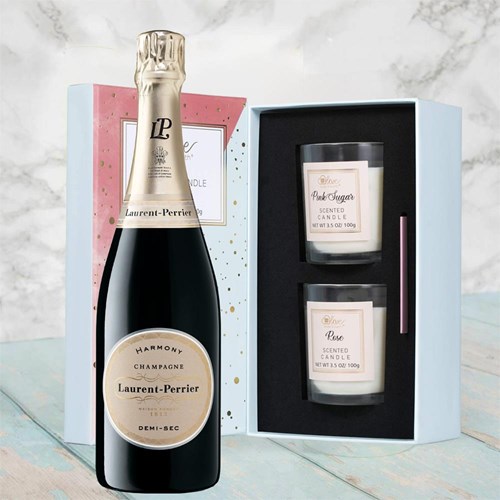 Laurent Perrier Demi-Sec NV 75cl With Love Body & Earth 2 Scented Candle Gift Box